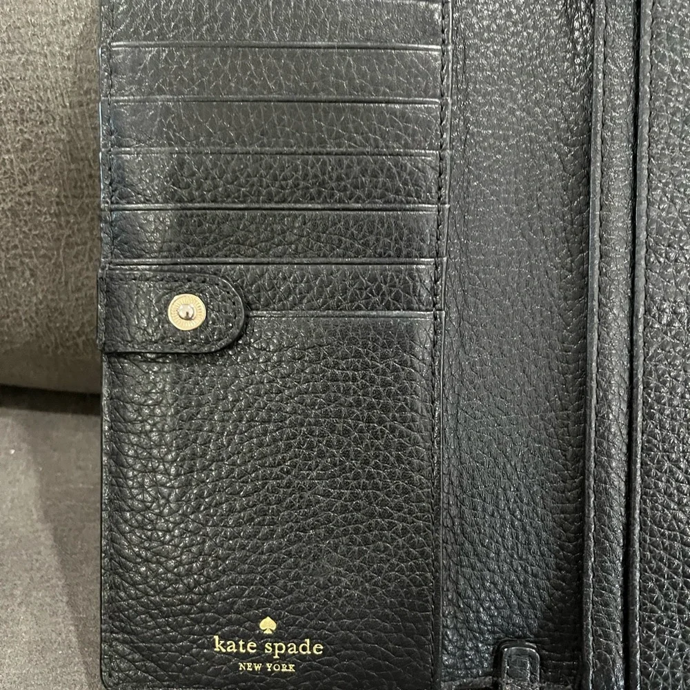 Kate Spade Black Leather Clutch with Gold Accents - Picture 3 of 7